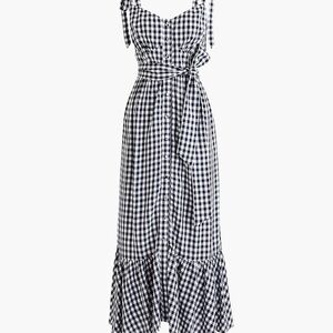J. Crew Gingham button-front midi dress with ruffle hem in soft rayon